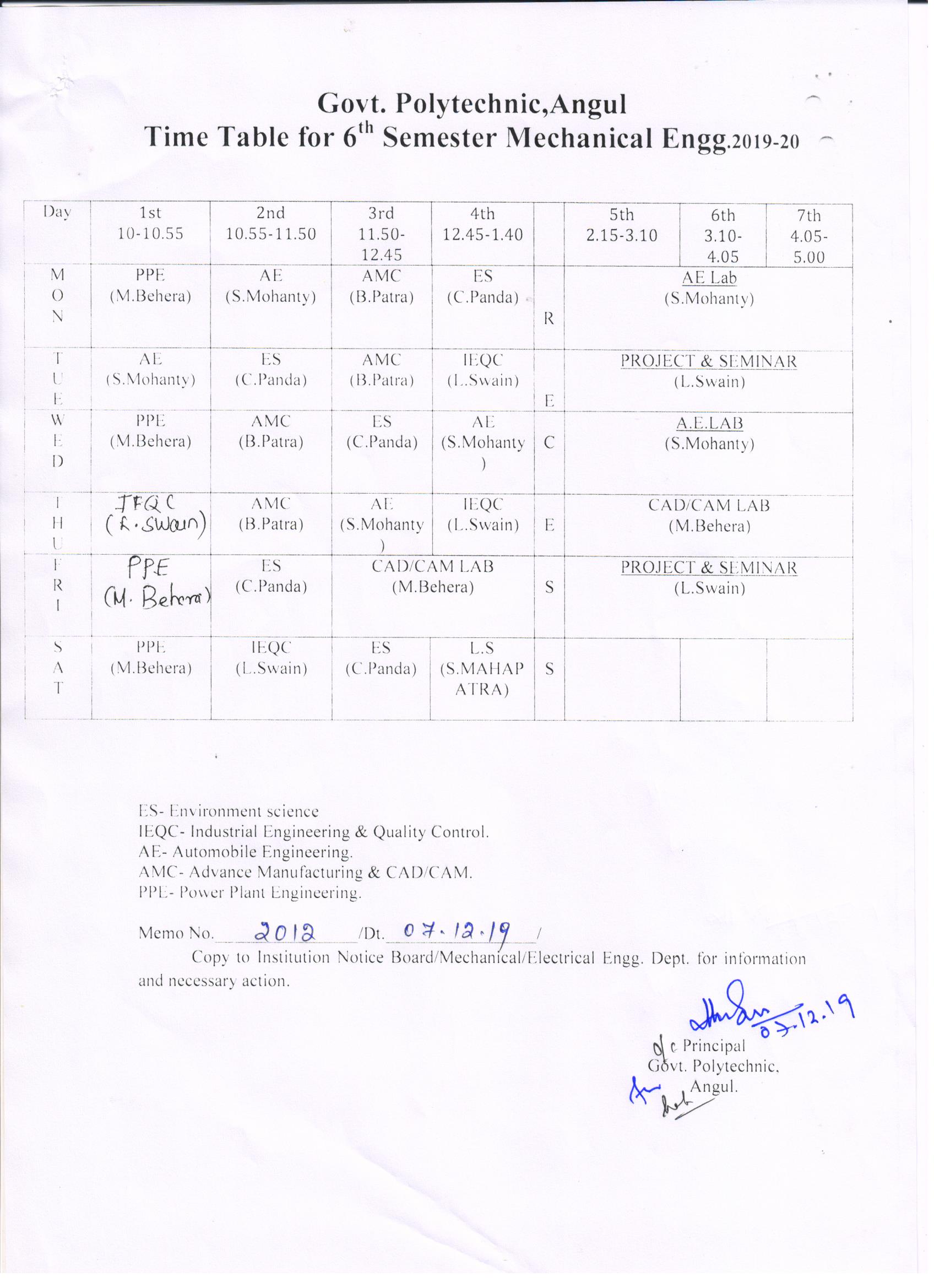 Time Table 